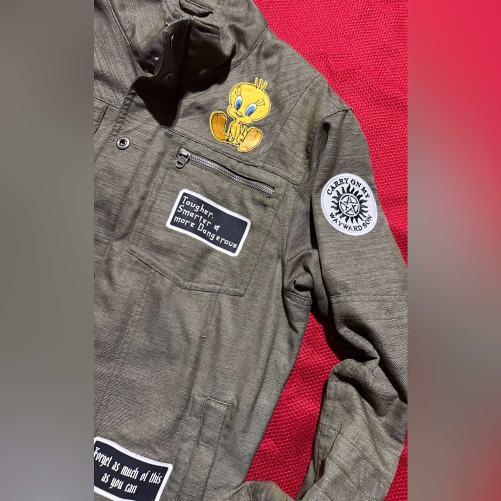 REI Bomber Jacket with Graphic Patches - Picture 4 of 13